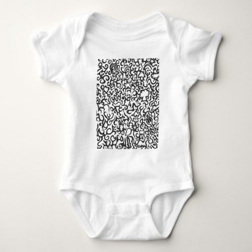 Black Swirls With Pictures Baby Bodysuit
