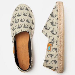 Black Swordfish Pattern DIY Color Canvas Natural Espadrilles