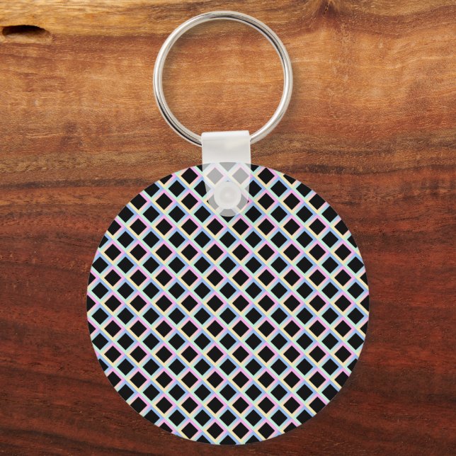 Black Symmetric Diamonds with Gradient Frames Keychain (Front)