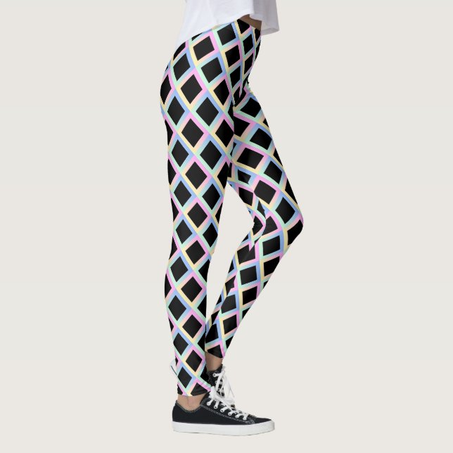 Black Symmetric Diamonds with Gradient Frames Leggings (Right)