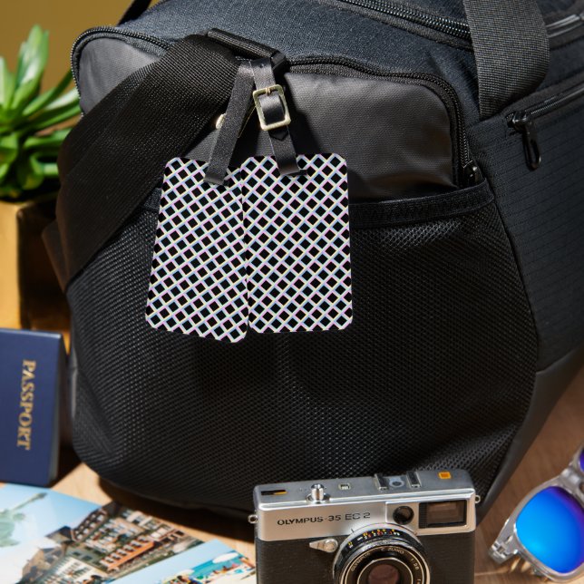 Black Symmetric Diamonds with Gradient Frames Luggage Tag (Front & Back)