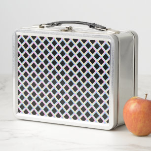 Black Symmetric Diamonds with Gradient Frames Metal Lunch Box