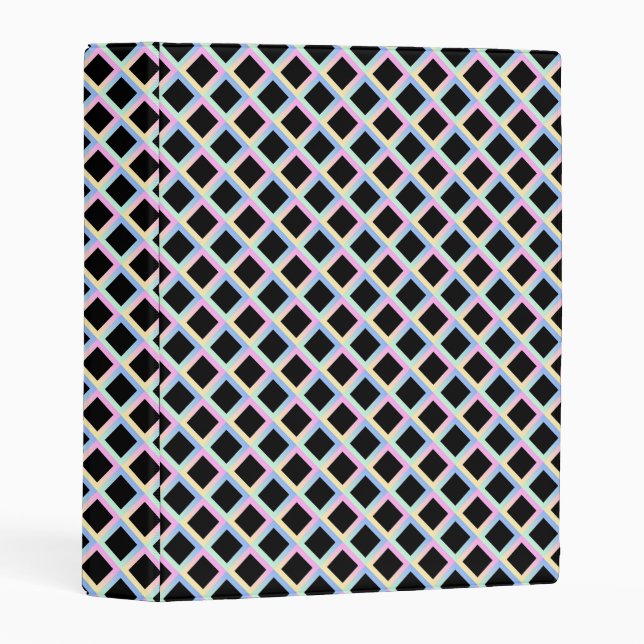 Black Symmetric Diamonds with Gradient Frames Mini Binder (Front/Spine)