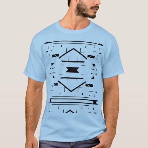 Black Symmetrical Southwest Abstract Design T_Shir T_Shirt