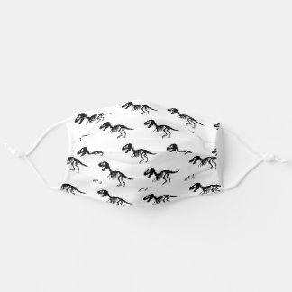 Black T-Rex tyrannosaurus rex dinosaur white Adult Cloth Face Mask