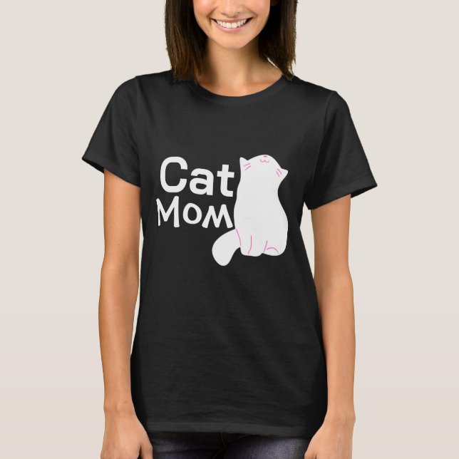 Black T-Shirt mom cat  (Front)