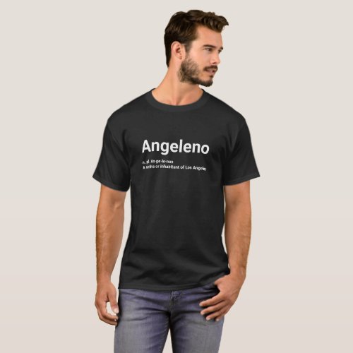 Black t_shirt with a print Angeleno for man
