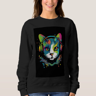 Black t shirt with cat design 