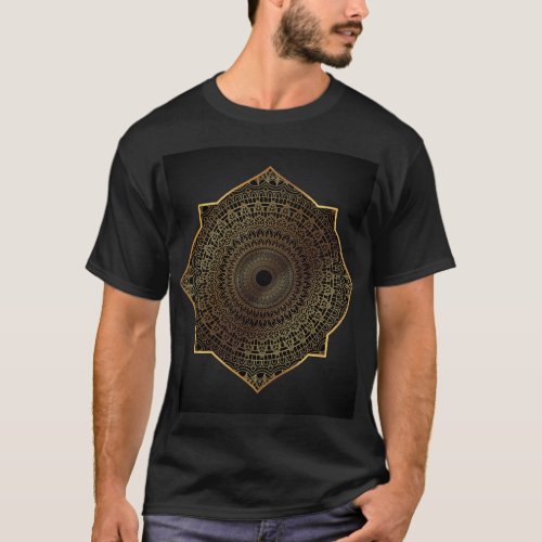 Black t_shirt with Golden Mandala