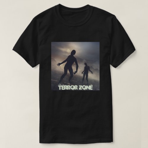 black T_shirt with illustration of zombies