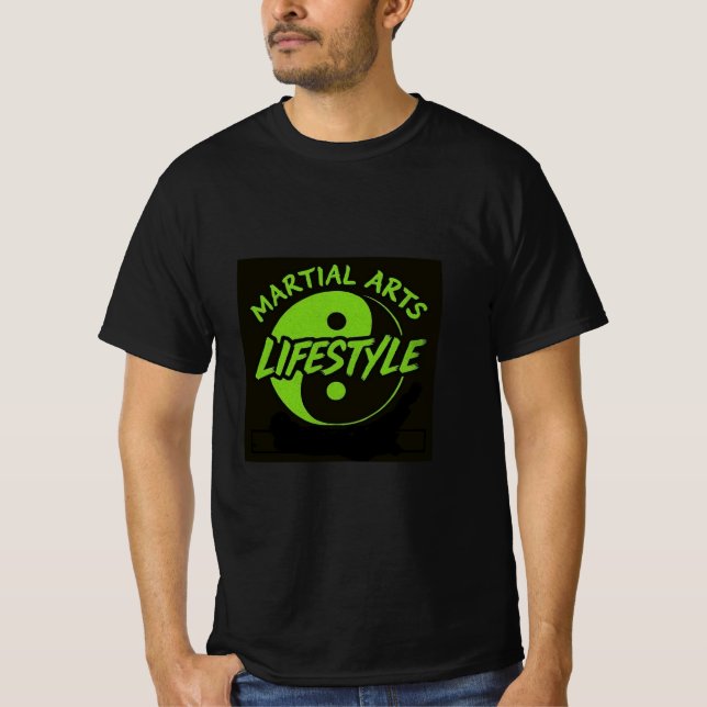 BLACK T WITH NEON GREEN LETTERING  MARTIAL  T-Shirt (Front)