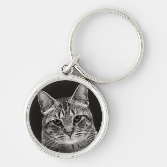 Black Tabby Kitten Keychain (Front)