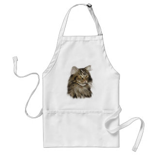 Black Tabby Maine Coon Cat Adult Apron