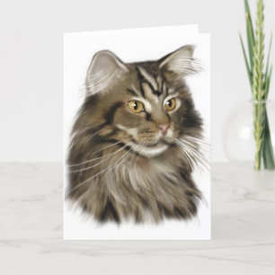 Black Tabby Maine Coon Cat Card