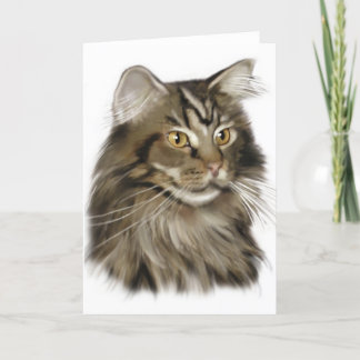 Black Tabby Maine Coon Cat Card