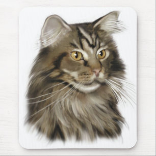Black Tabby Maine Coon Cat Mouse Pad