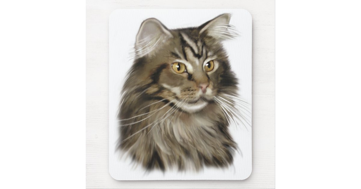 Black Tabby Maine Coon Cat Mouse Pad Zazzle Com