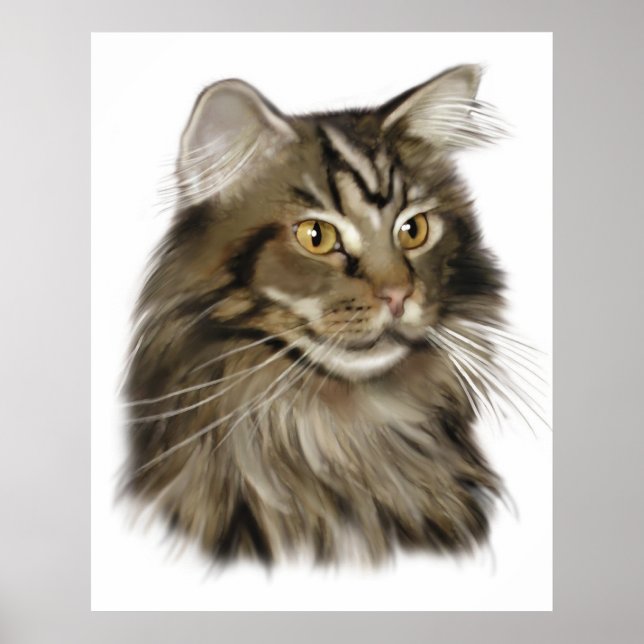 Black Tabby Maine Coon Cat Poster (Front)