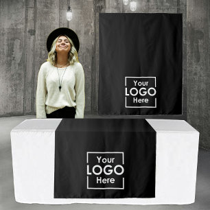 Black Table Runner Banner Business Logo Events Tapestry