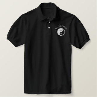 Black Tai Chi - Embroidered Polo Shirt