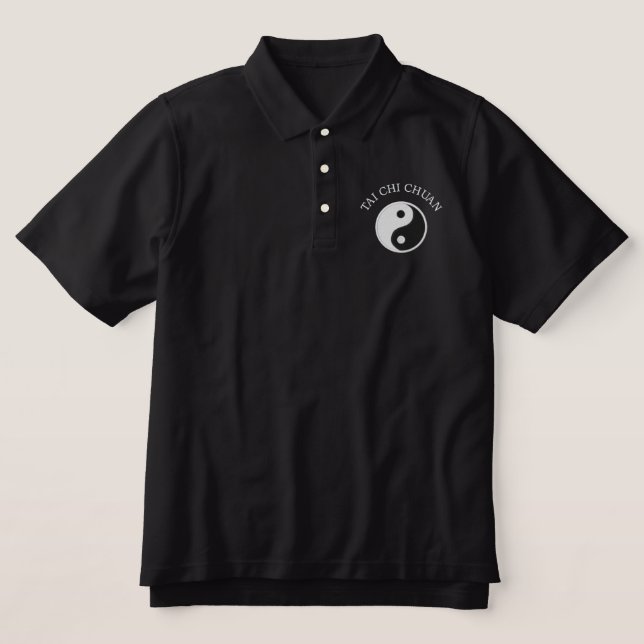 Black Tai Chi - Embroidered Polo Shirt (Design Front)