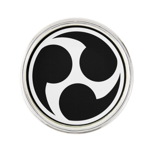 Black Taiko Mitsudomoe Lapel Pin (Front)