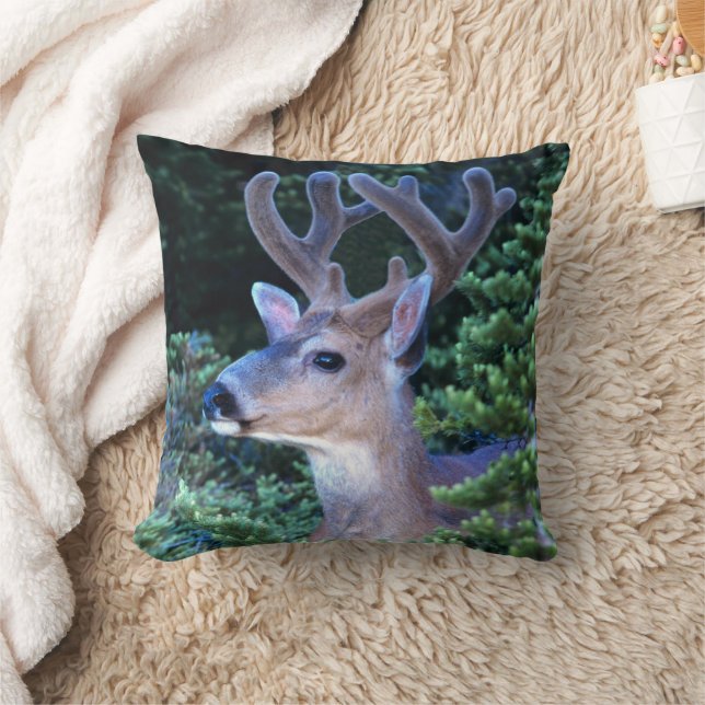 Black-tail Deer | Olympic National Park Throw Pillow (Blanket)