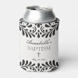 Black Talavera Tile Spanish Fiesta Baptism Favors Can Cooler