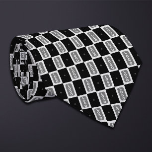 Black (Tall Rectangle) Logo Checkerboard Neck Tie