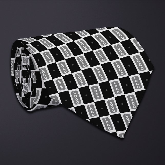 Black (Tall Rectangle) Logo Checkerboard Neck Tie (Creator Uploaded)