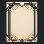 Black Tan and White Art Deco Frame Letterhead<br><div class="desc">A beautiful and elegant art deco frame with black lines and white geometric elements creates classic stationery.  The back is plain tan.  Perfect for correspondence and invitations.</div>