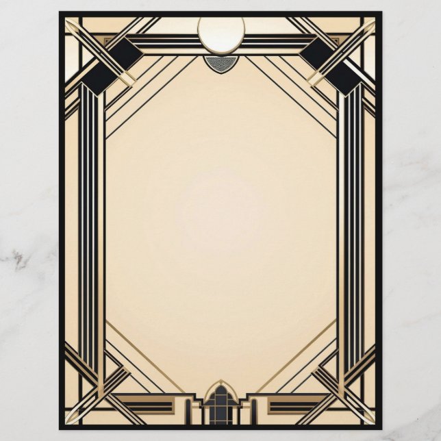 Black Tan and White Art Deco Frame Letterhead (Front)