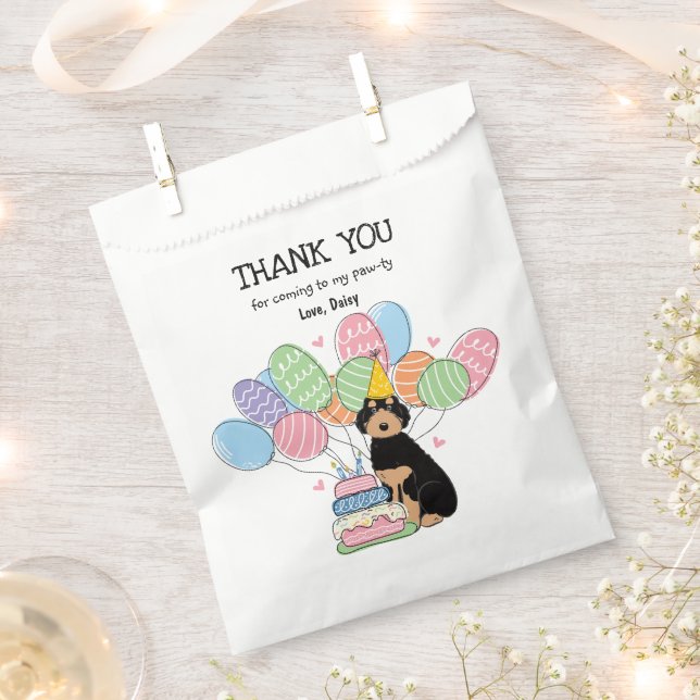 Black Tan Aussiedoodle Birthday Party Thank You Favor Bag (Clipped)