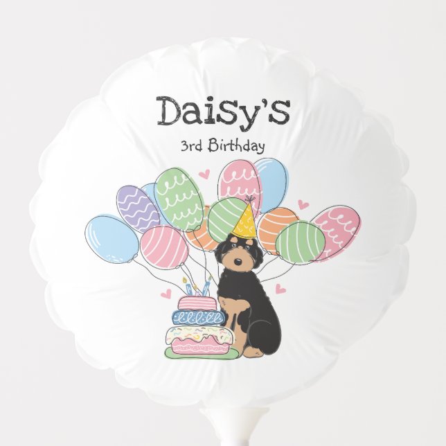 Black Tan Aussiedoodle Dog Birthday Party Balloon (Front)