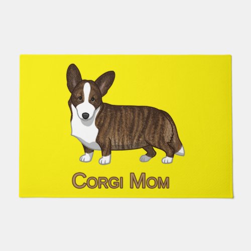 Black Tan Brindle Cardigan Welsh Corgi Mom Dog Lov Doormat