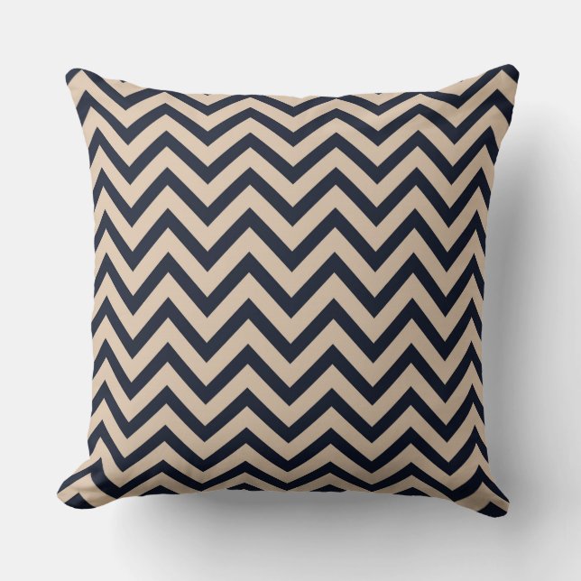 Black/Tan/Brown/White Chevron Pillow (Front)