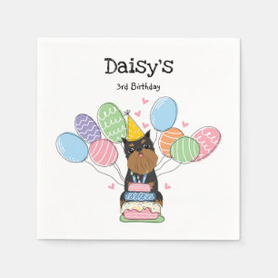 Black Tan Brussels Griffon Birthday Paper Napkins
