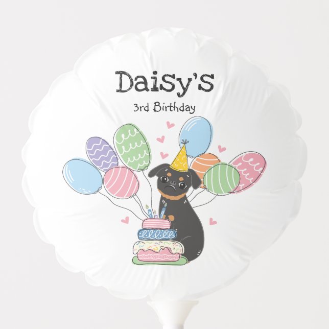 Black Tan Brussels Griffon Birthday Party Balloon (Front)