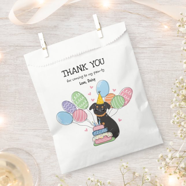 Black Tan Brussels Griffon Birthday Party Favor Bag (Clipped)