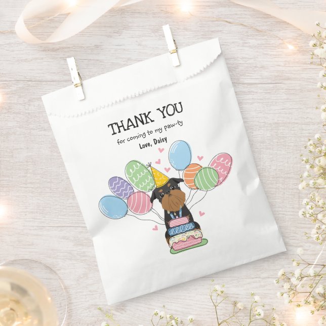 Black Tan Brussels Griffon Birthday Party Favor Bag (Clipped)