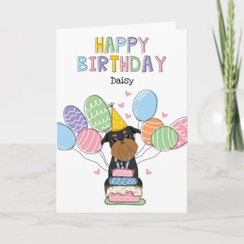 Black Tan Brussels Griffon Dog Birthday Card