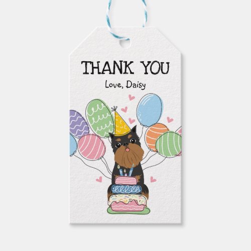 Black Tan Brussels Griffon Dog Birthday Favor Gift Tags