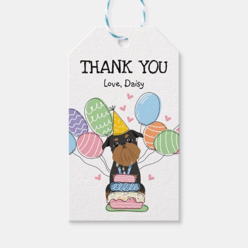 Black Tan Brussels Griffon Dog Birthday Favor Gift Tags