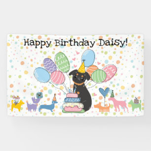 Black Tan Brussels Griffon Dog Birthday Party Banner