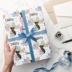 Black Tan Brussels Griffon Dog Birthday Party Wrapping Paper