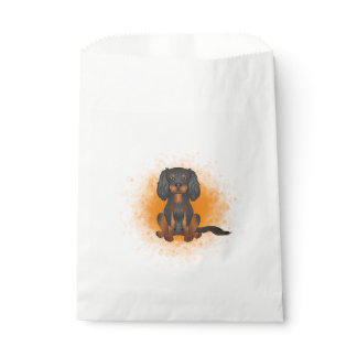 Black &amp; Tan Cavalier King Charles Dog On Orange Favor Bag