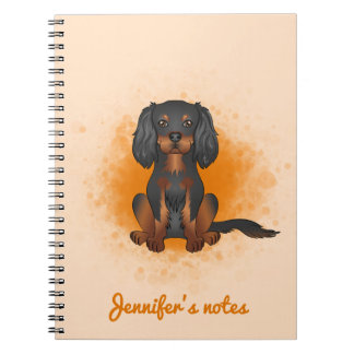 Black &amp; Tan Cavalier King Charles Dog On Orange Notebook