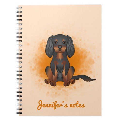 Black  Tan Cavalier King Charles Dog On Orange Notebook