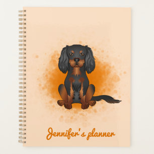 Black & Tan Cavalier King Charles Dog On Orange Planner