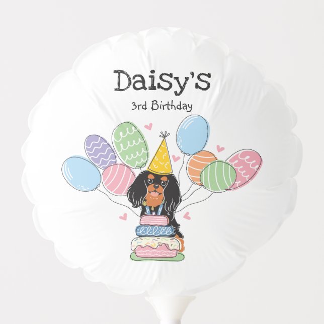 Black Tan Cavalier King Charles Spaniel Birthday Balloon (Front)